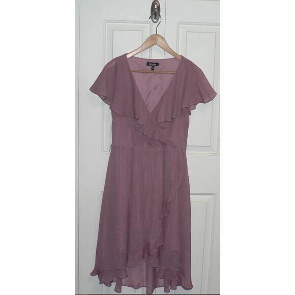 Kensie Women's Open Back Capelet Chiffon Dress in Pink Shimmer Size 14 MSRP $118 - Picture 3 of 6